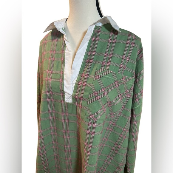 Intimately Free People Green and Pink Plaid Tunic - Picture 4 of 6